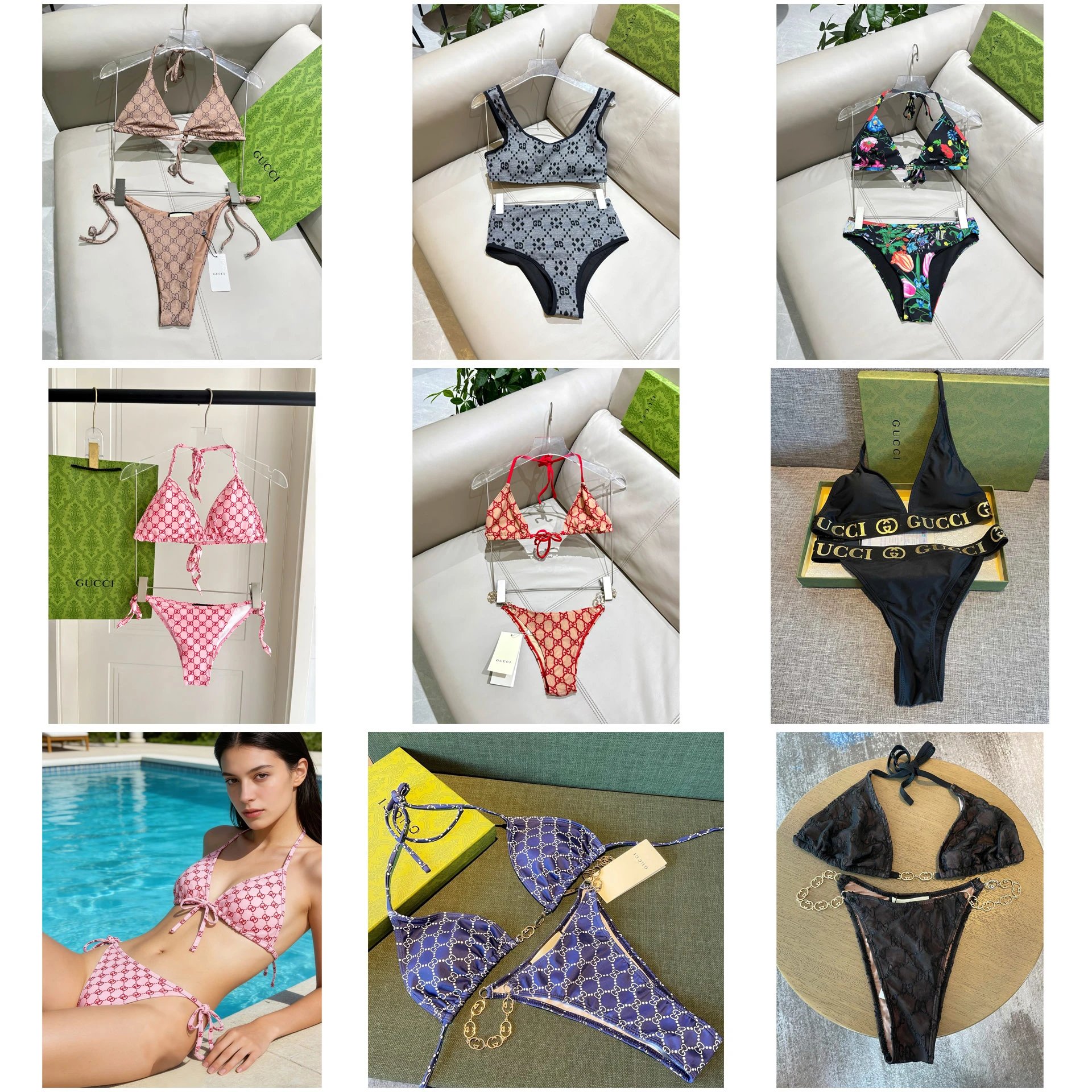 Gucci Bikini — Schriftzüge · schmale Träger
