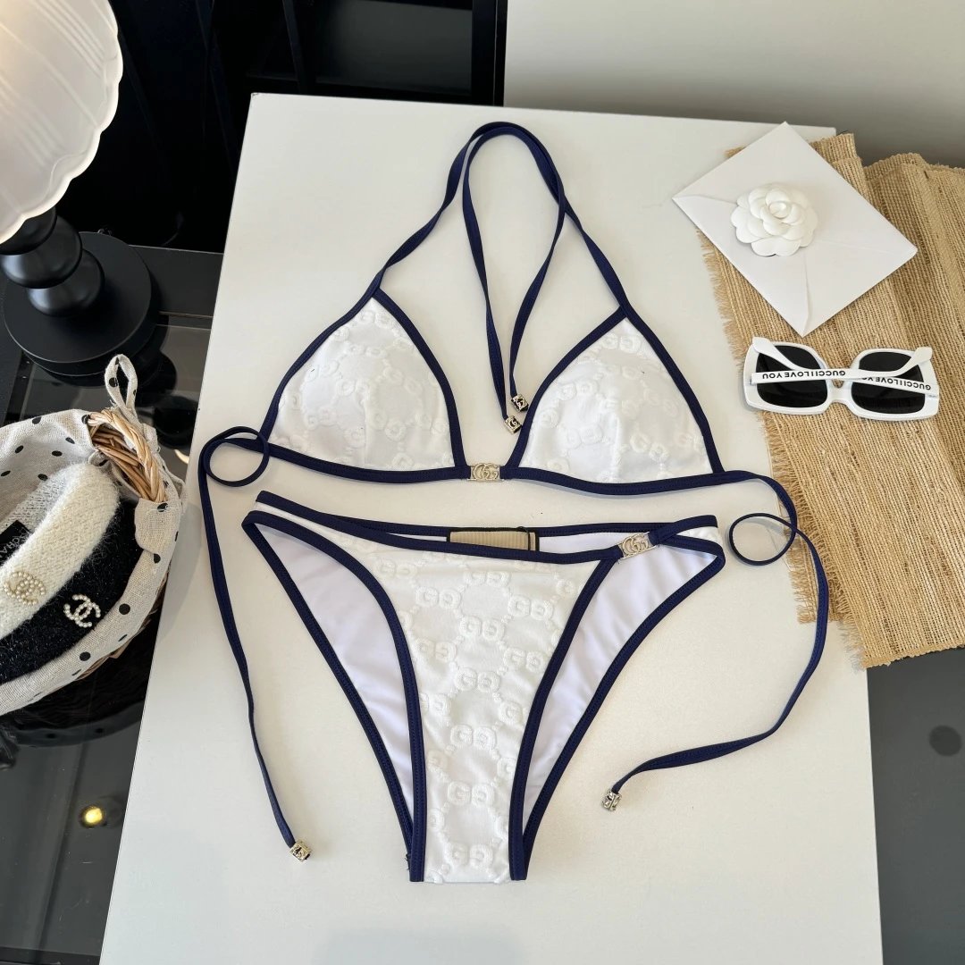 Bikini Gucci — szeroki pasek · szeroki okrągły dekolt