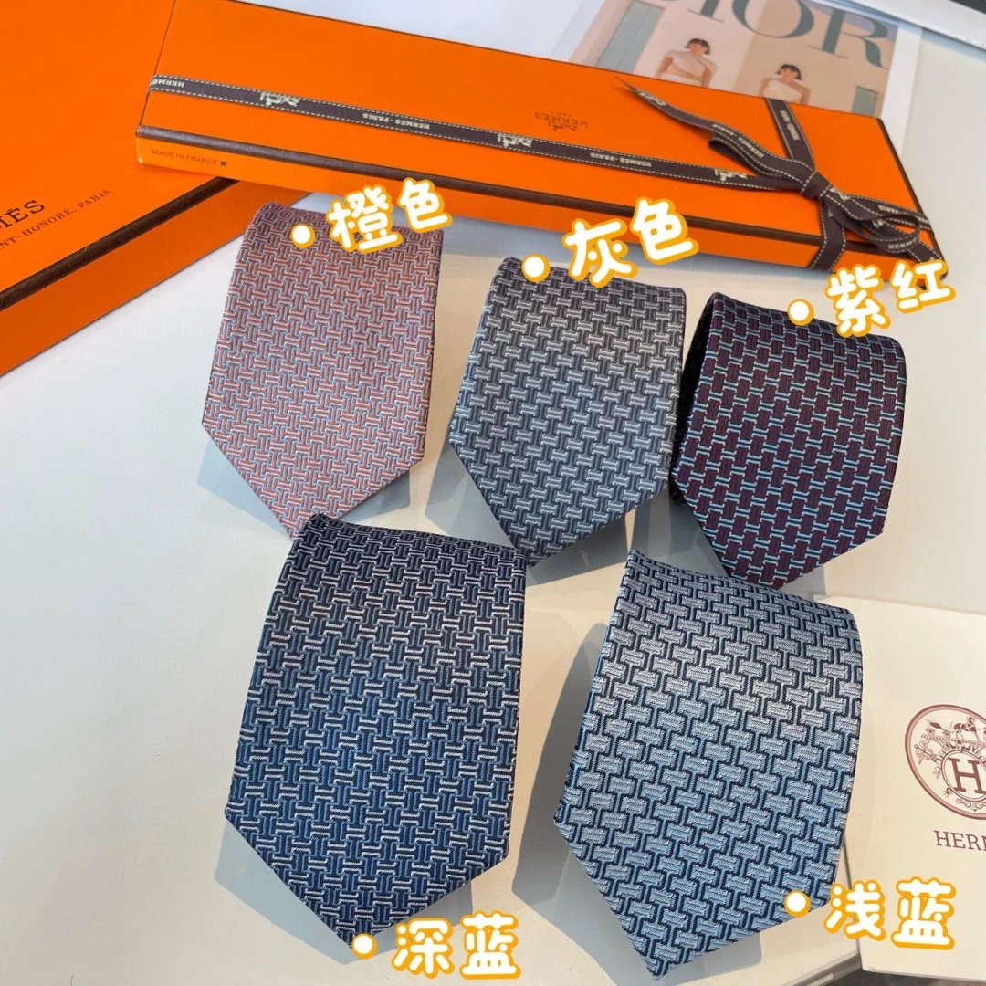 Hermès H-Pattern Woven Tie in Five Colours