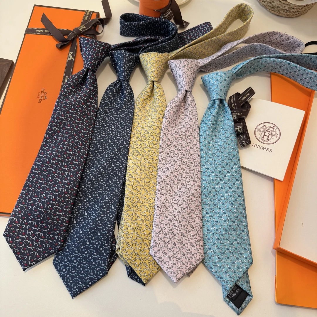 Hermès All-Over Horse Motif Tie in Five Colours