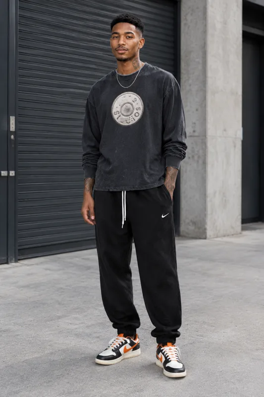 Acne Studios t-shirt, Nike pants & Nike Dunk Lace-Up Sneakers outfit · Jax