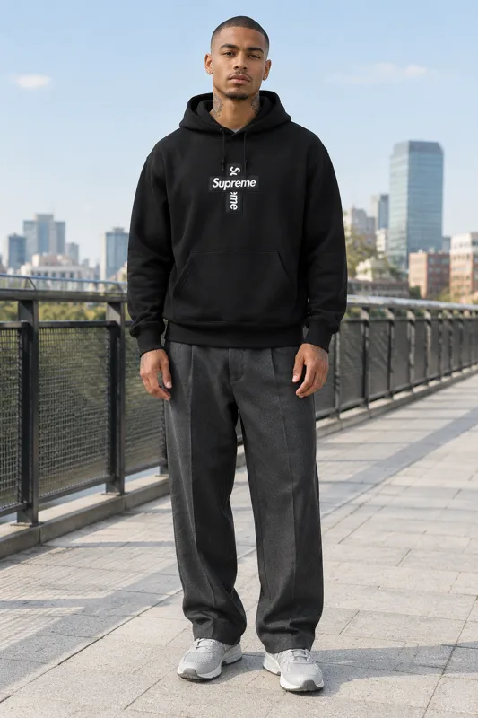 Supreme Cross Box Logo 连帽卫衣搭配 · 米洛