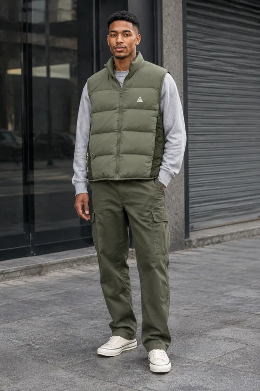 Quilted Sleeveless Puffer Vest with Stand Collar outfit · Jax · Jax