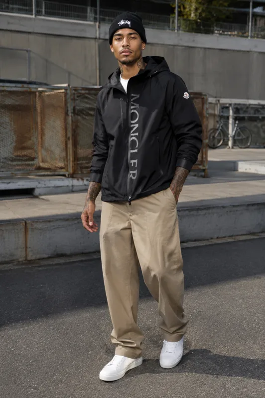 Moncler Zip Jackets & Ribbed Knit Cuffed Beanie outfit · Milo